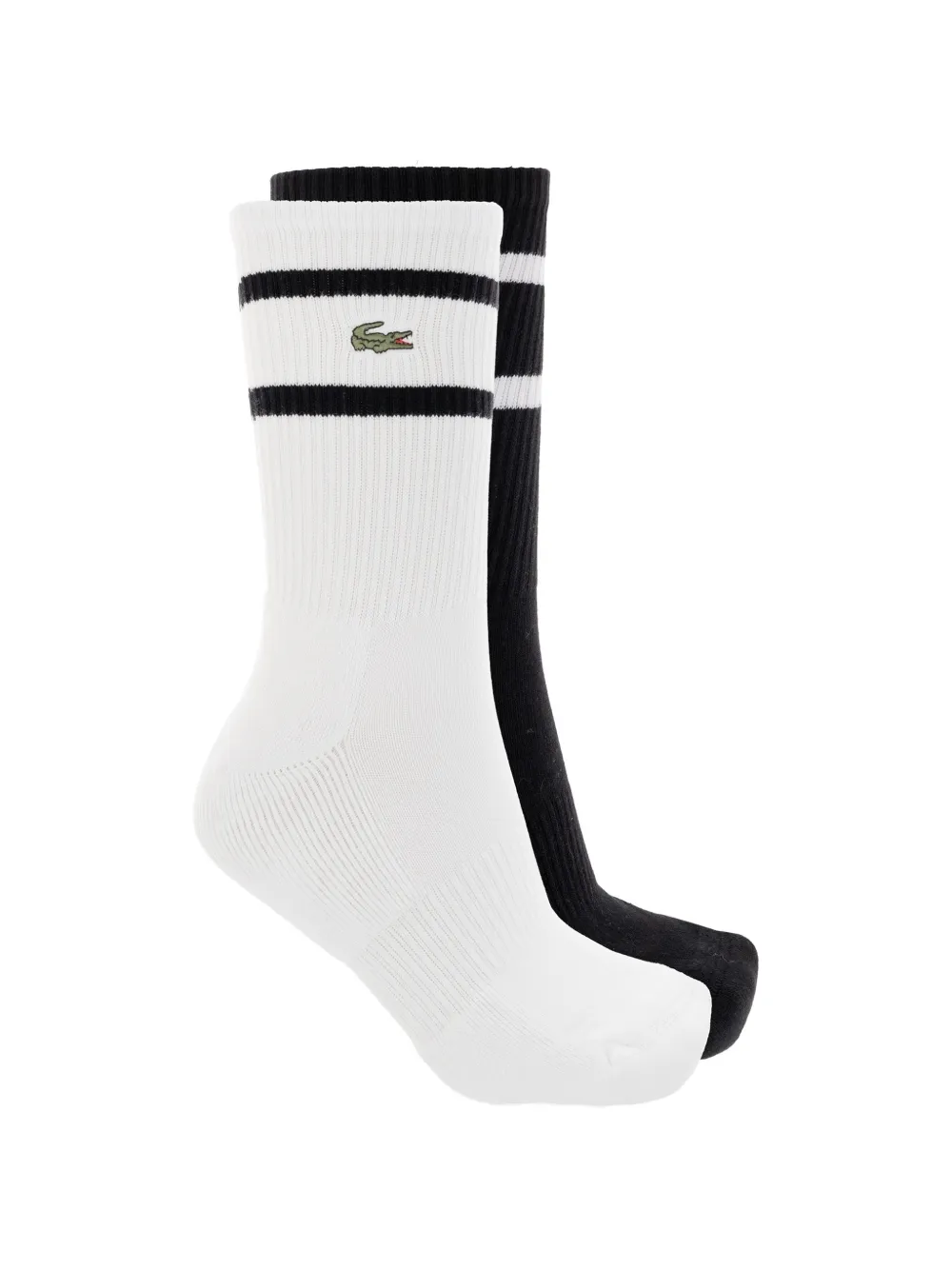 Lacoste Twee paar gestreepte sokken met logo-patch Wit