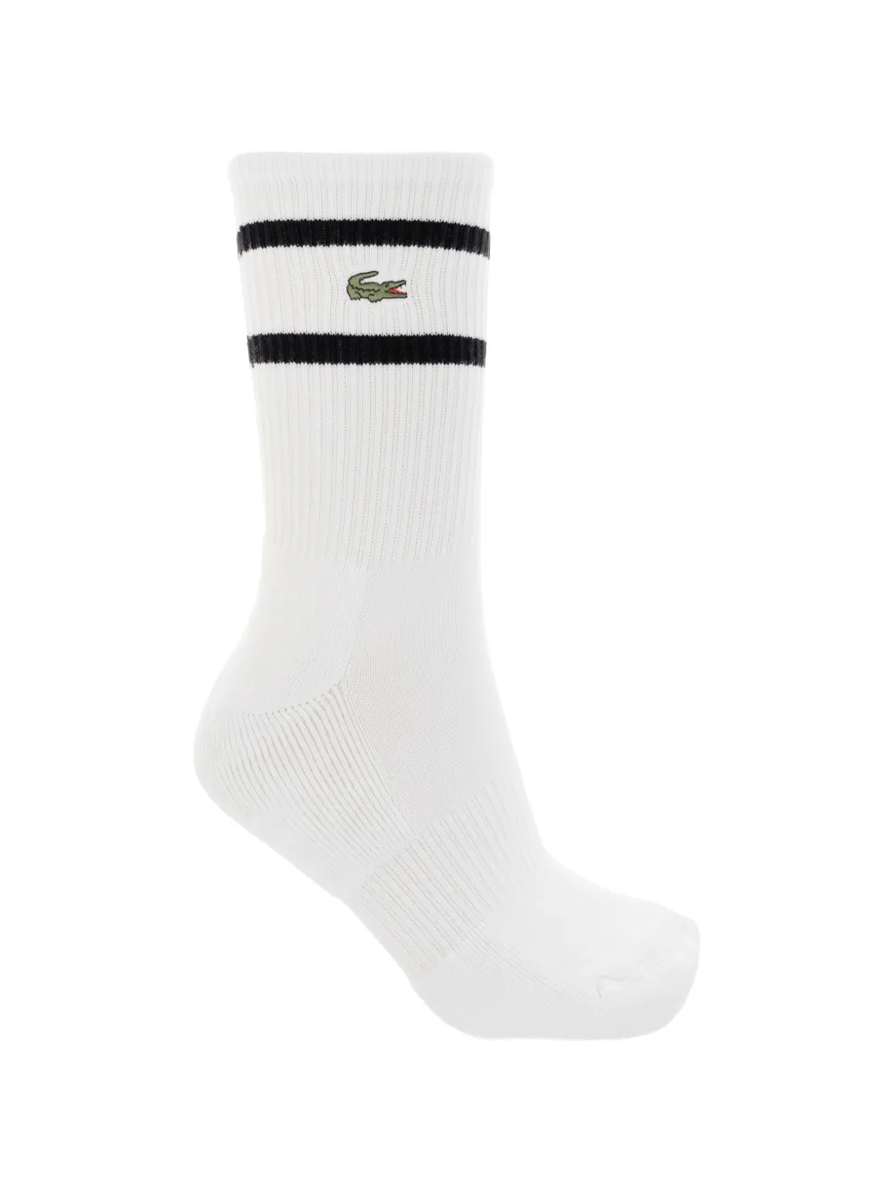 Lacoste Twee paar gestreepte sokken met logo-patch Wit
