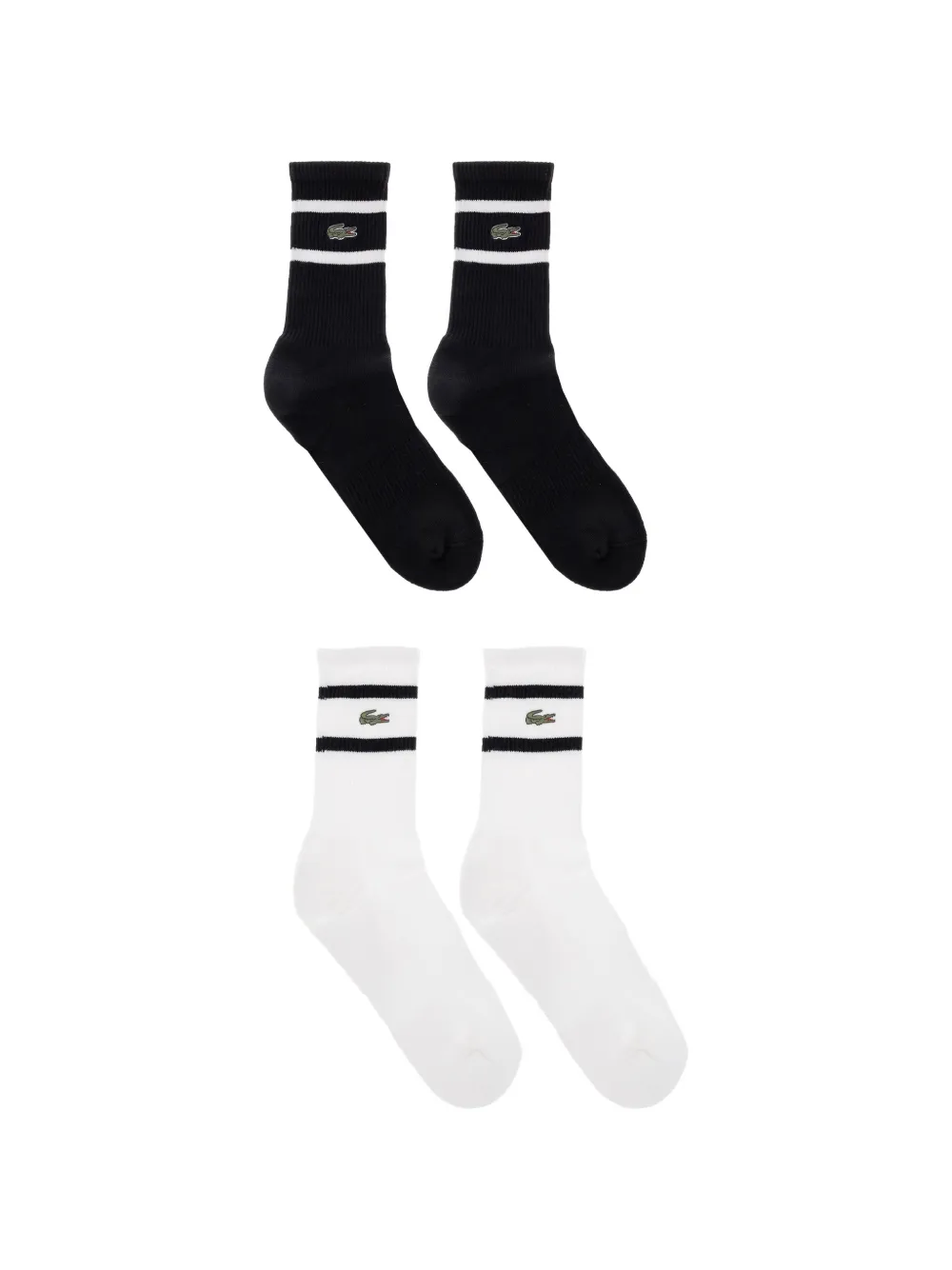 Lacoste Twee paar gestreepte sokken met logo-patch Wit