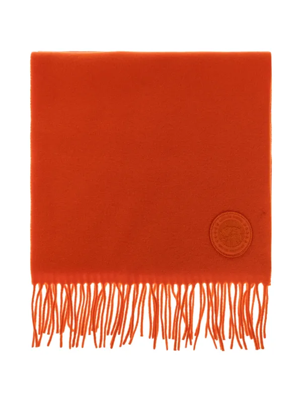 Canada Goose Logo-patch Fringed Scarf in Orange