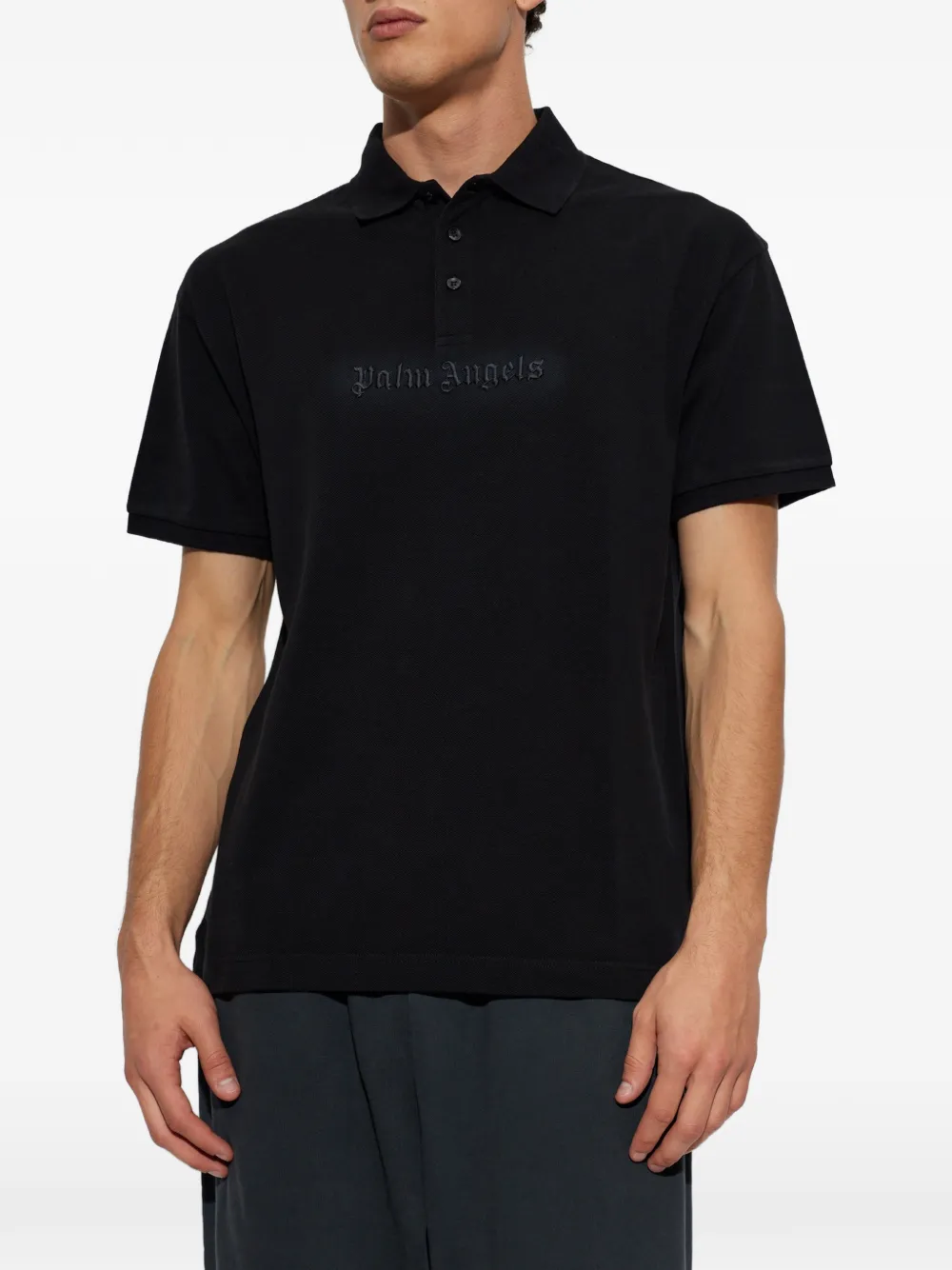 Palm Angels Poloshirt met geborduurd logo Zwart