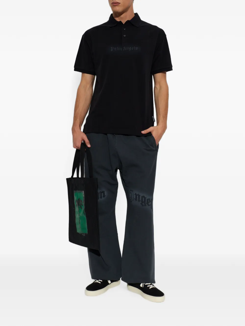 Palm Angels Poloshirt met geborduurd logo Zwart