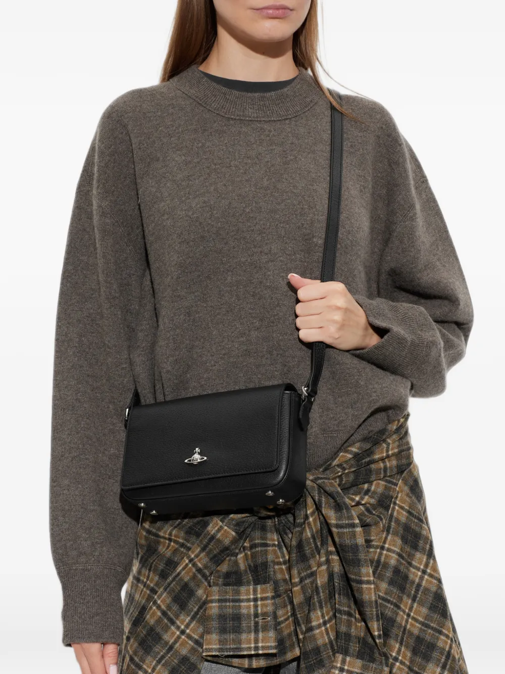 Vivienne Westwood Schoudertas met logoplakkaat Zwart