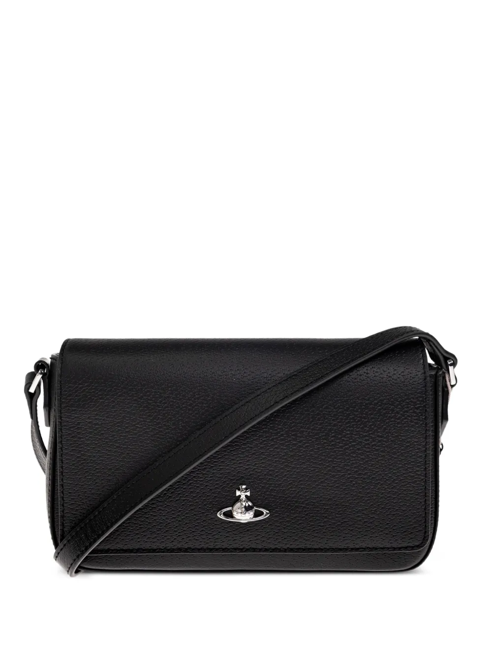 Vivienne Westwood Orb-plaque leather shoulder bag - Black