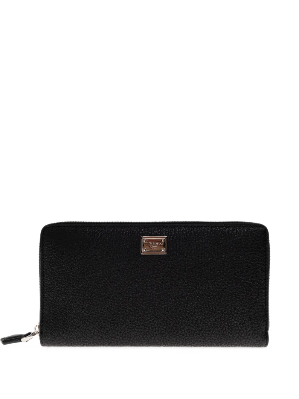Dolce & Gabbana logo-plaque pebbled leather wallet - Nero