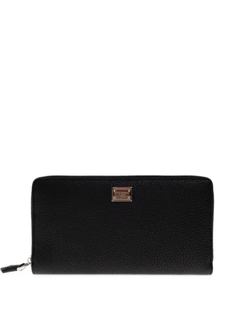 Dolce & Gabbana logo-plaque pebbled leather wallet