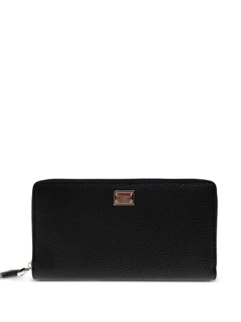 Dolce & Gabbana logo-plaque pebbled leather wallet