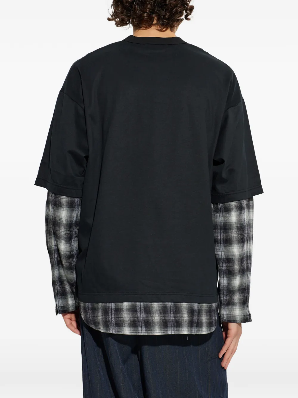 Comme des Garçons Homme Plus layered-design check-pattern T-shirt Zwart