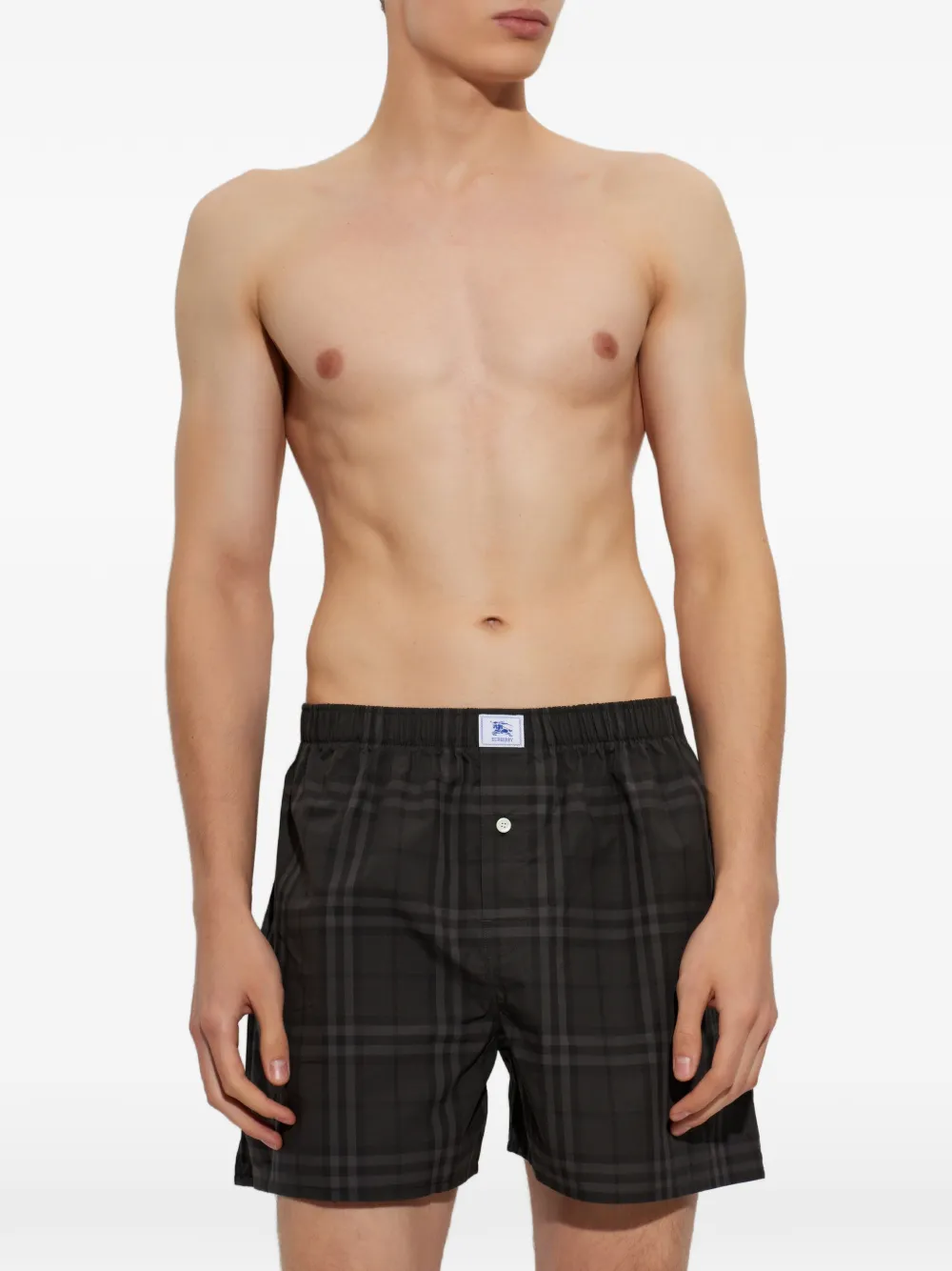 Burberry Geruite katoenen boxershorts Zwart