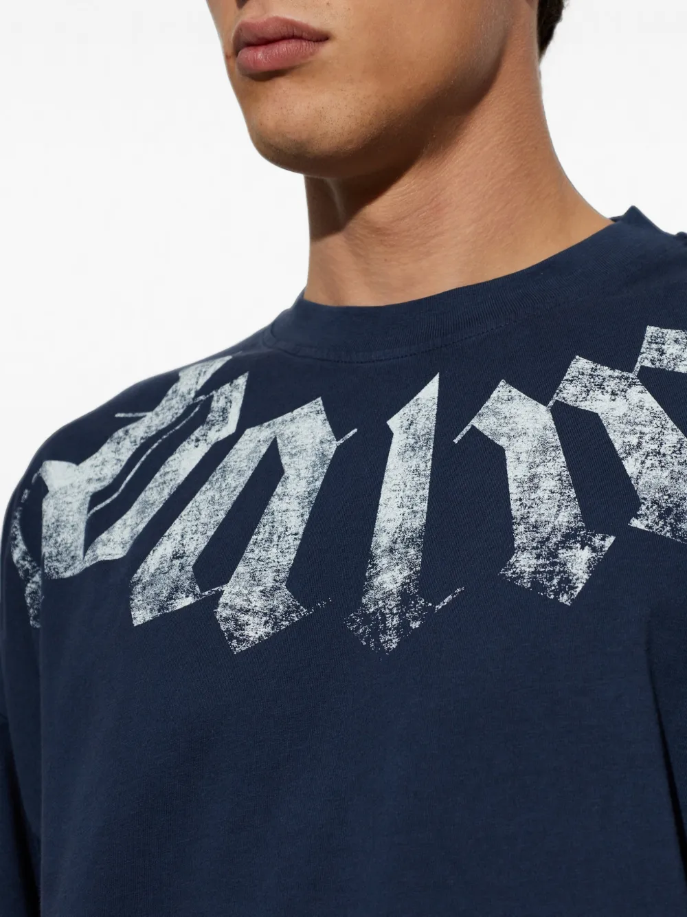 Palm Angels Big Neck T-shirt met logo-print Blauw