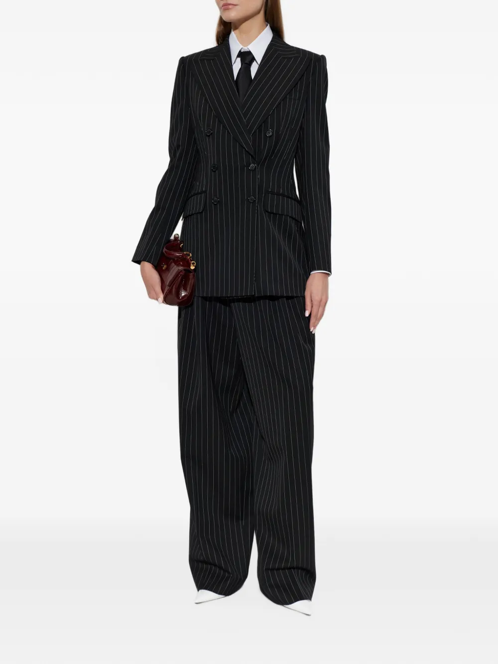 Dolce & Gabbana Gestreepte wollen broek Zwart