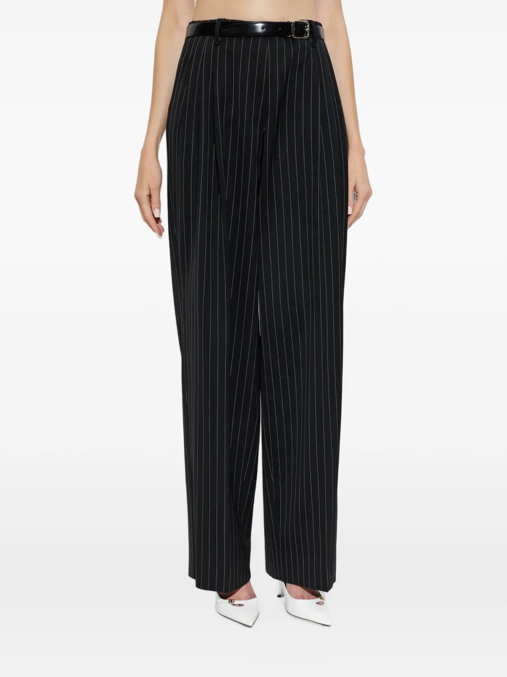 Dolce & Gabbana Gestreepte wollen broek Zwart