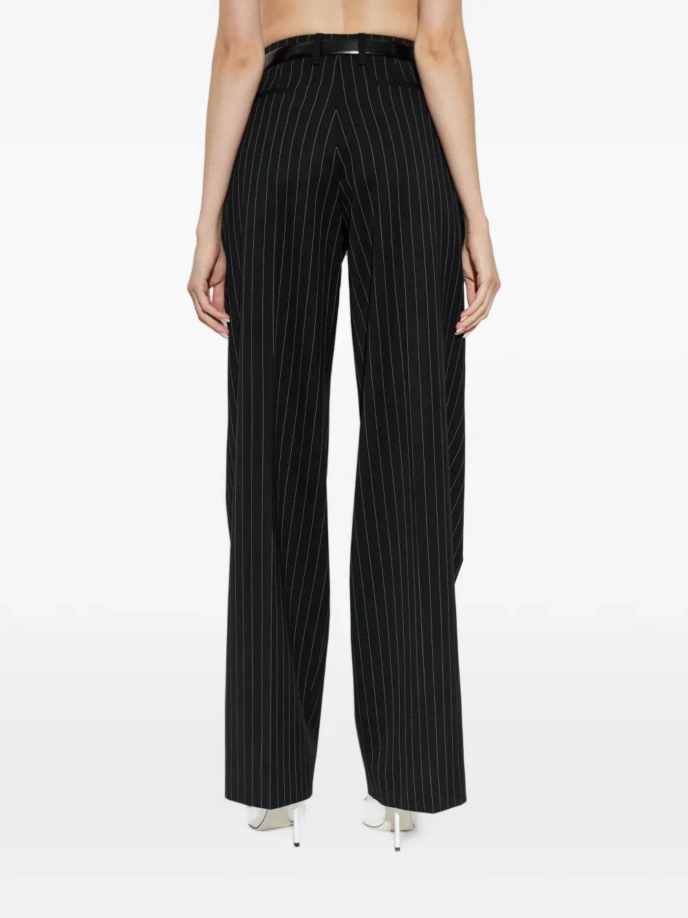 Dolce & Gabbana Gestreepte wollen broek Zwart