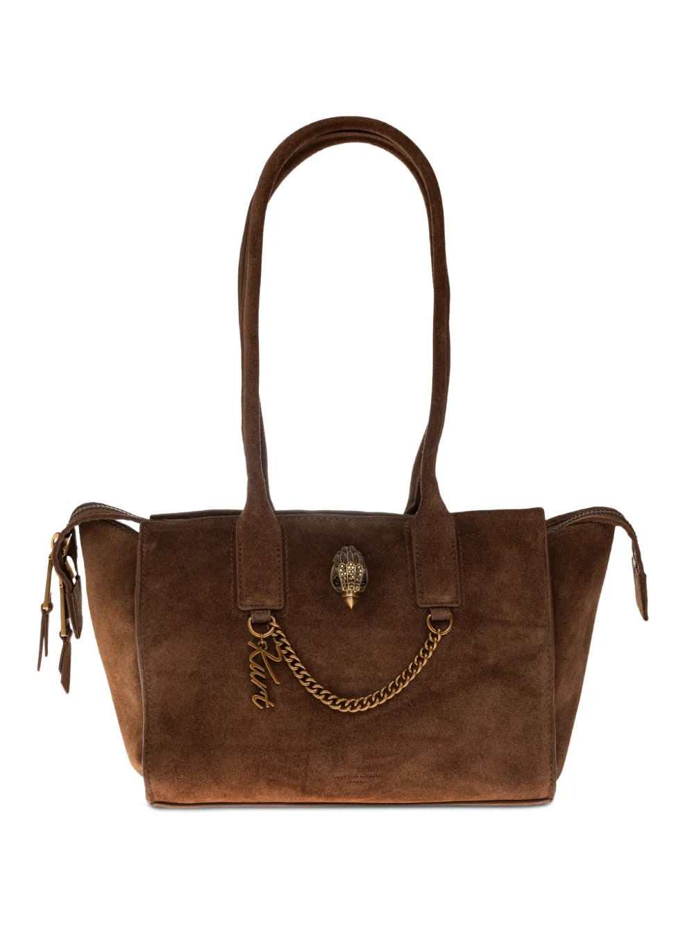 Kurt Geiger London Sloane chain-link suede shoulder bag - Brown
