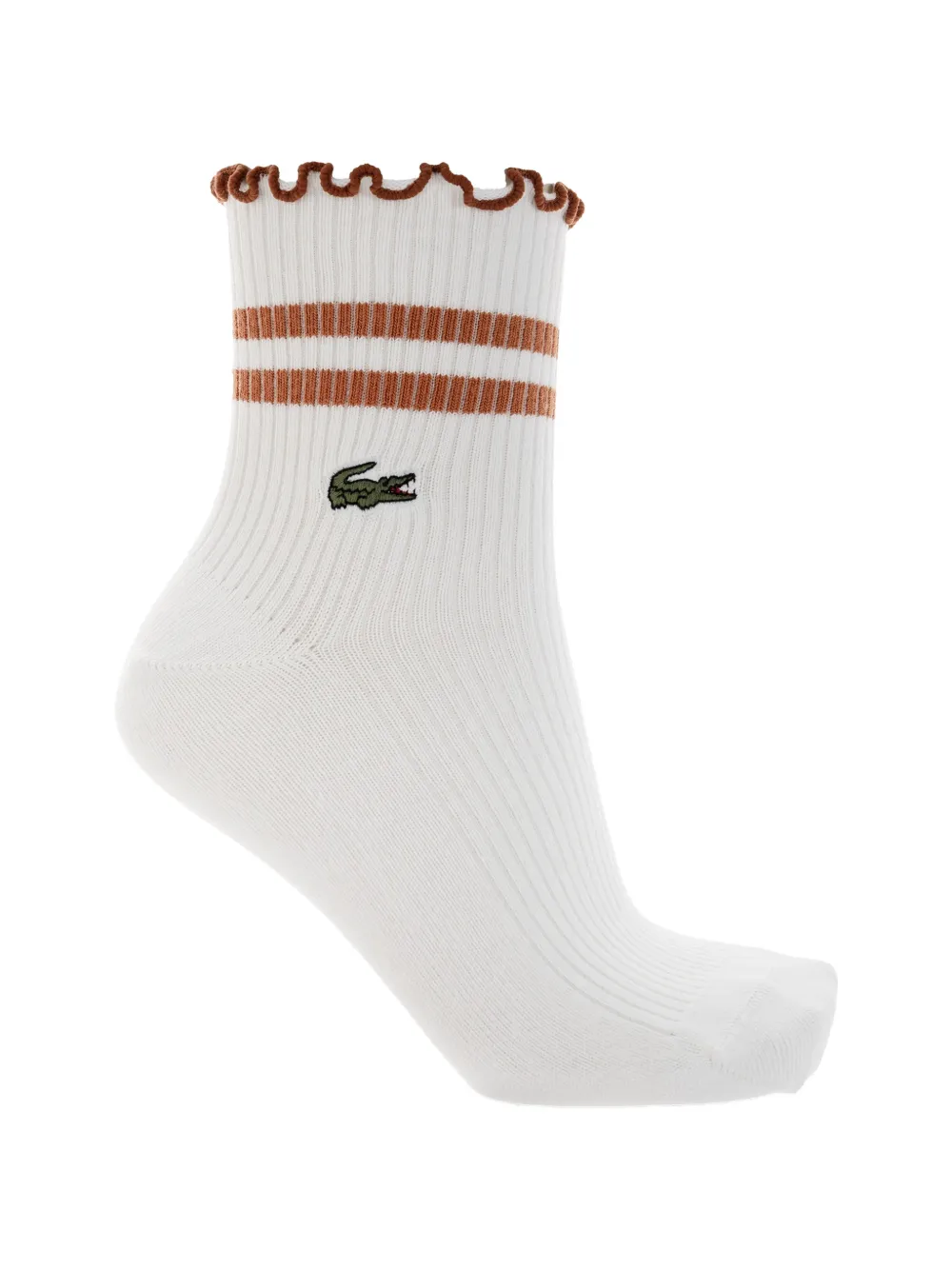 Lacoste Twee sokken met ruches en geborduurd logo Wit