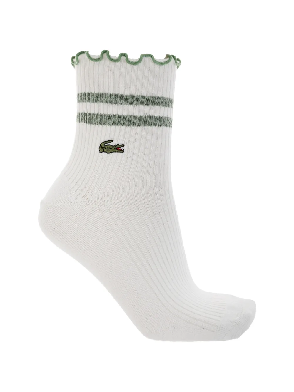 Lacoste Twee sokken met ruches en geborduurd logo Wit