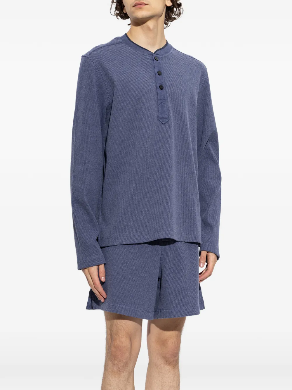 Jacquemus The Tricot Henley T-shirt met lange mouwen Blauw