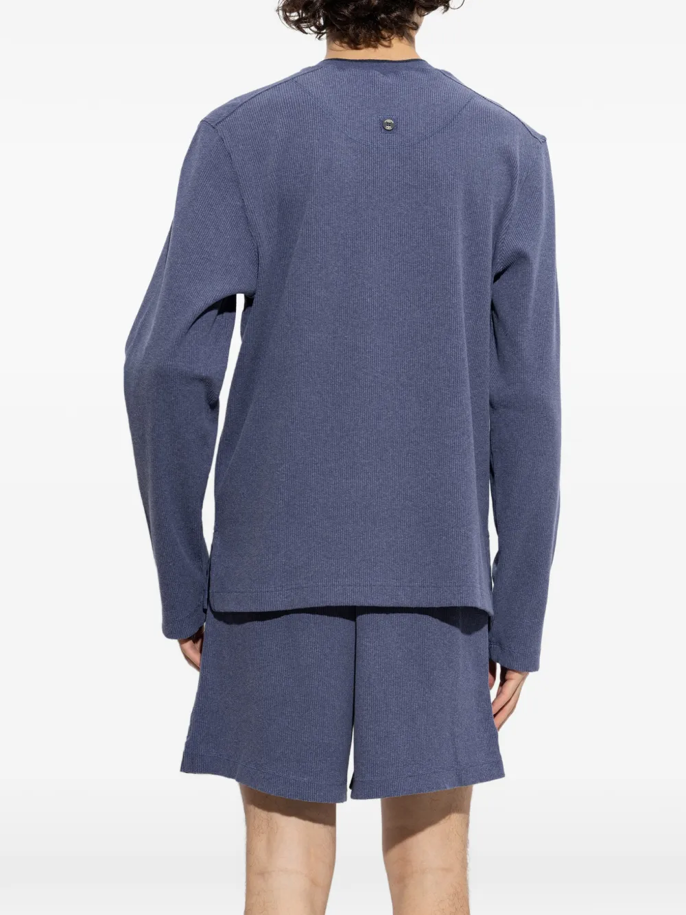 Jacquemus The Tricot Henley T-shirt met lange mouwen Blauw