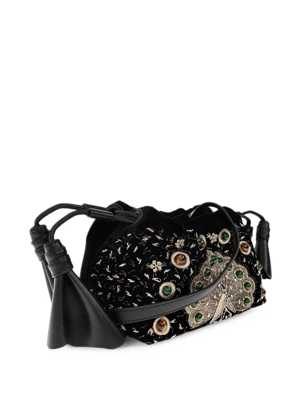 ZIMMERMANN Kleine Cloud 91 bucket-tas met geborduurde pauw Zwart