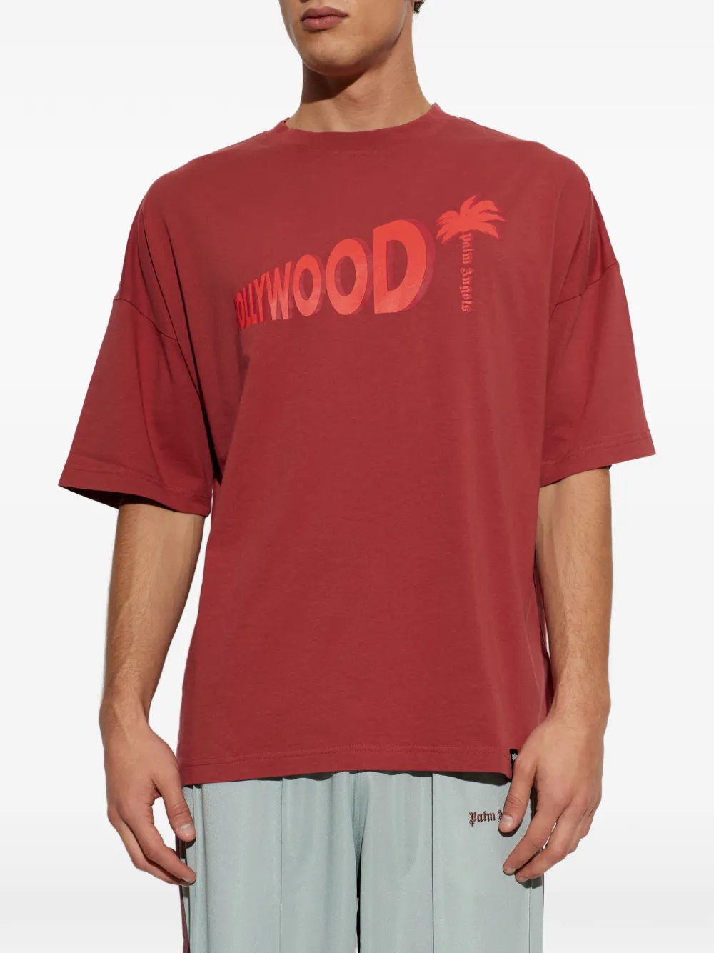 Palm Angels Sunset Blvd Palm T-shirt met logo-print Rood