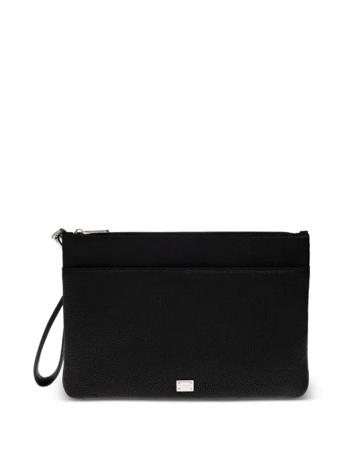 Dolce & Gabbana logo-plaque leather clutch bag