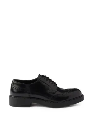 Prada レースアップ レザーシューズ | ブラック | FARFETCH JP