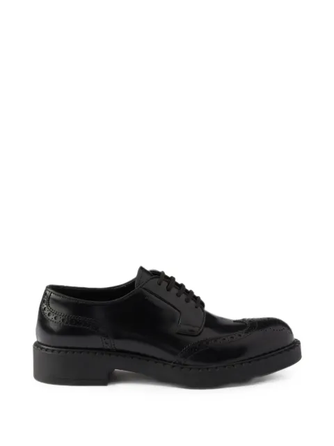 Prada chocolate brushed leather derby brogues