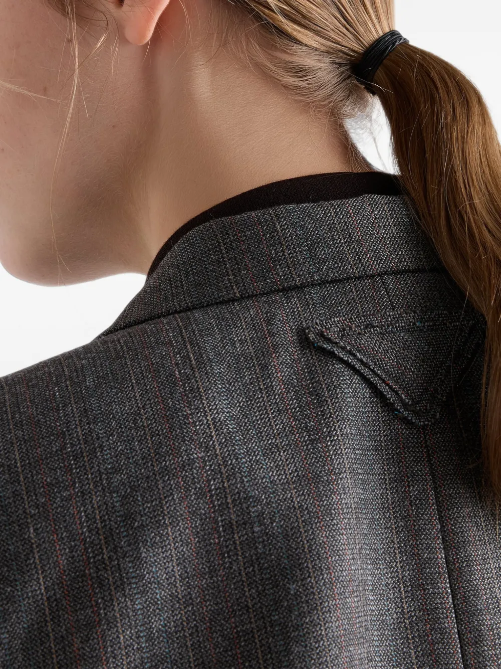 Prada Mouliné wollen blazer met dubbele rij knopen en krijtstreep Grijs
