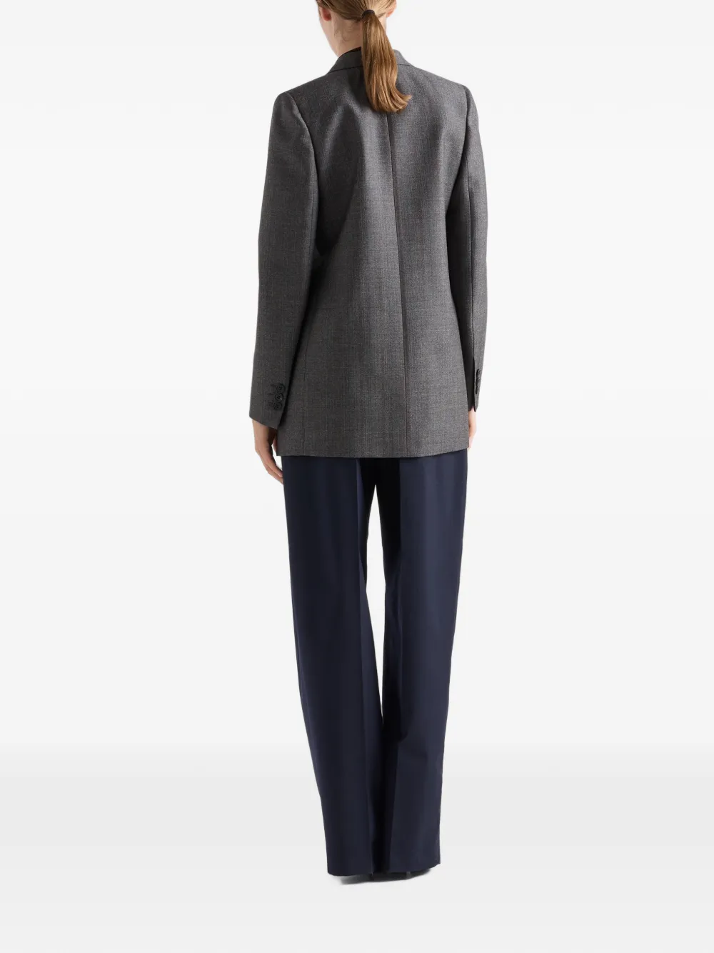 Prada Mouliné wollen blazer met dubbele rij knopen en krijtstreep Grijs