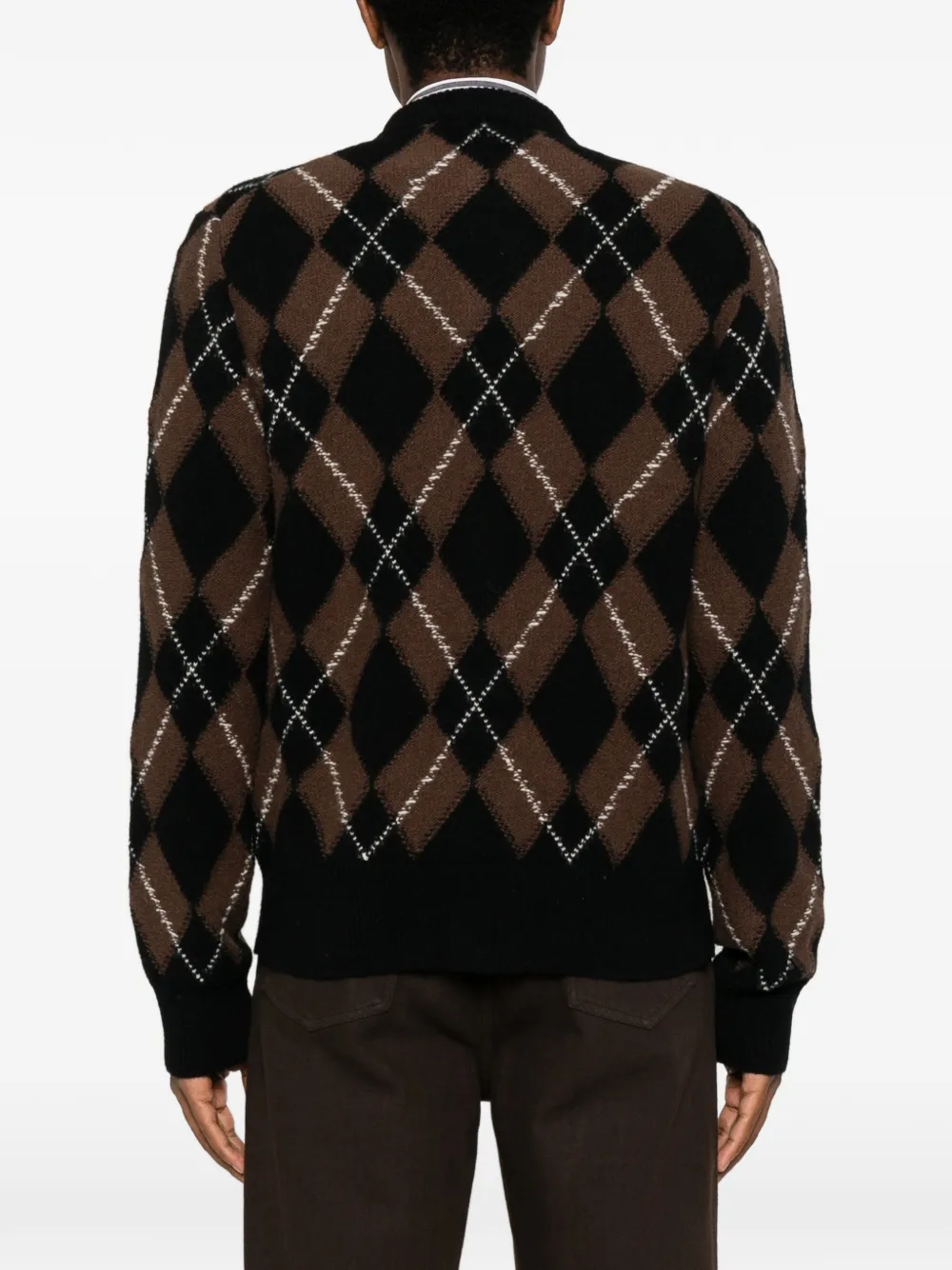 AMI Paris Vest met argyle intarsia Bruin