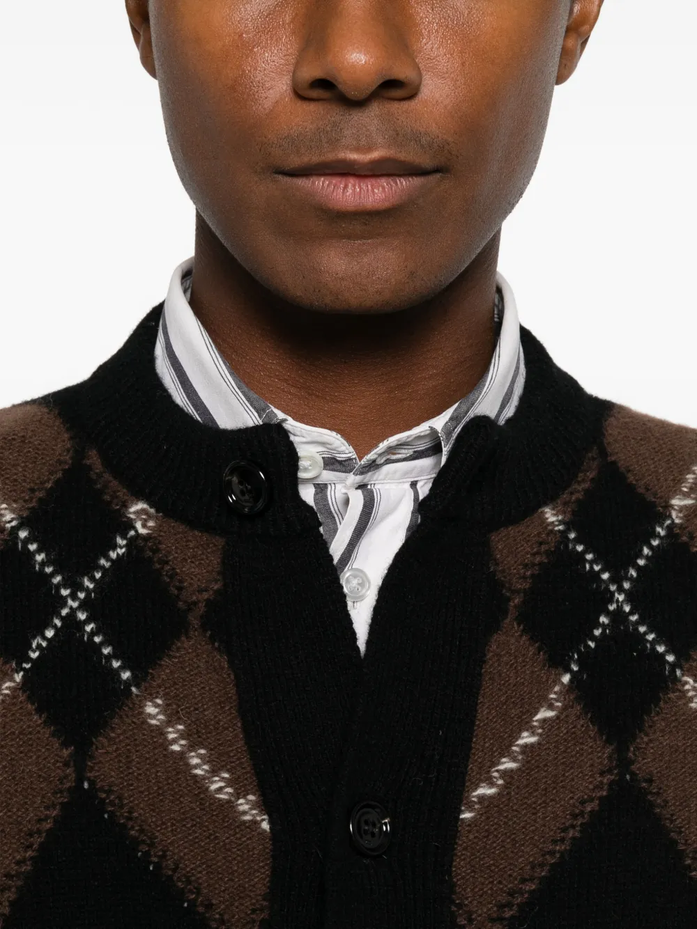 AMI Paris Vest met argyle intarsia Bruin