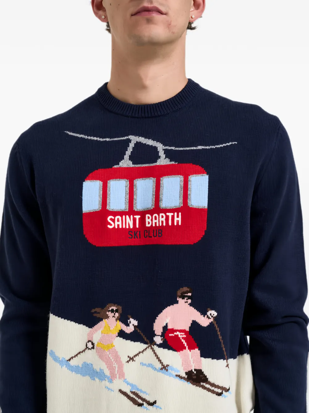 MC2 Saint Barth Heron ski-intarsia crew-neck sweater Blauw