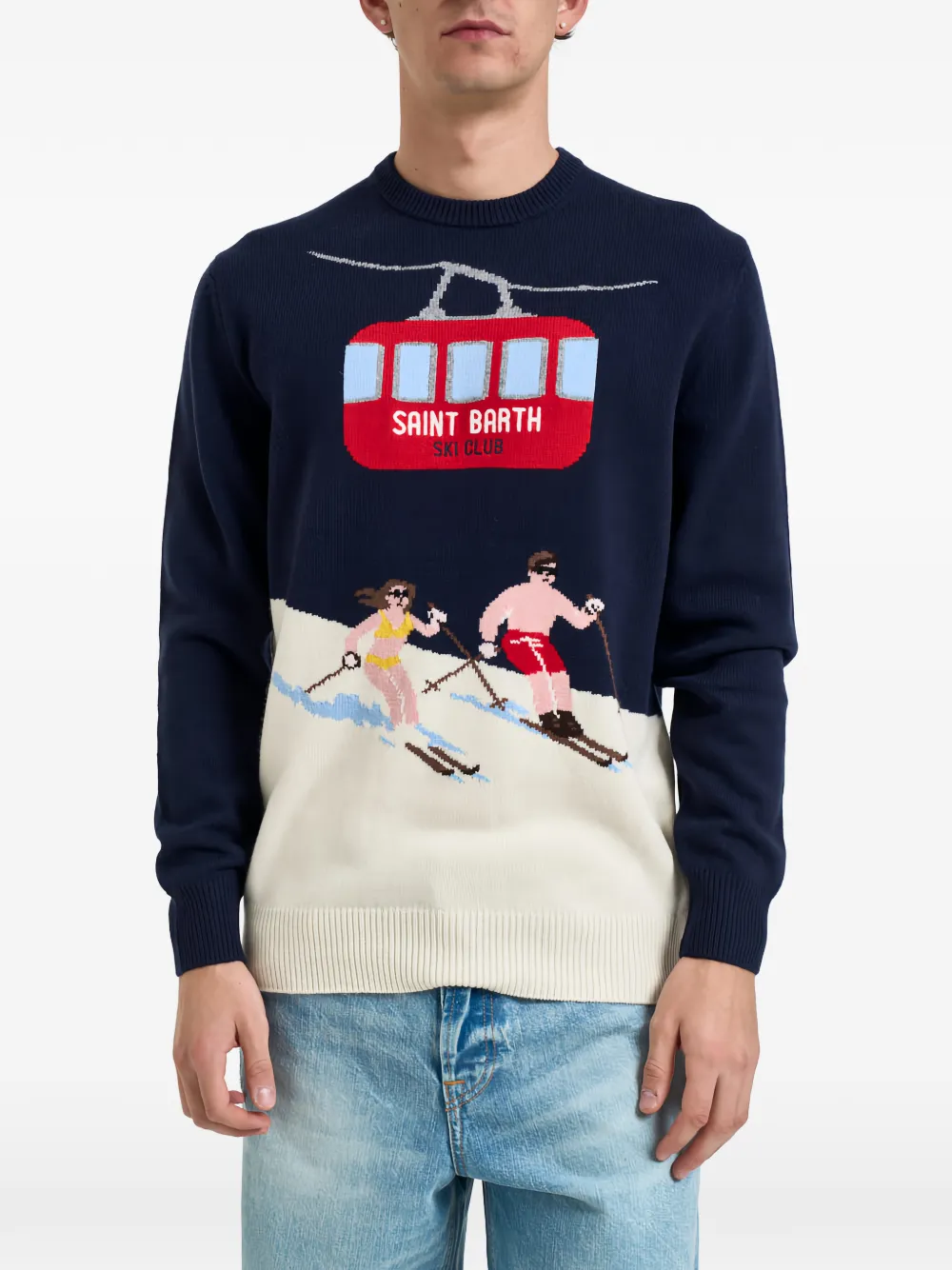 MC2 Saint Barth Heron ski-intarsia crew-neck sweater Blauw