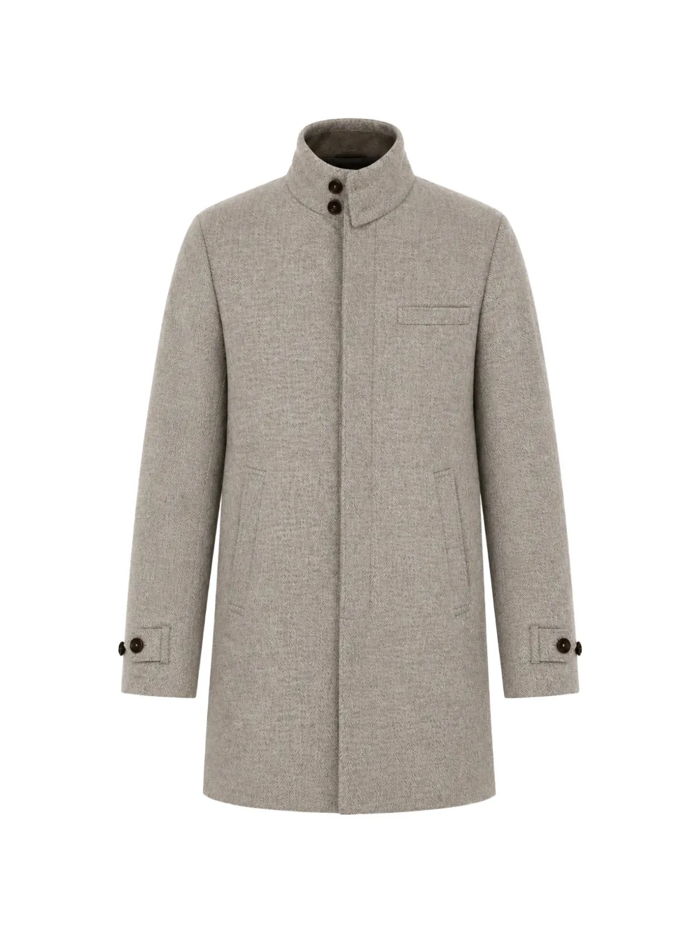Norwegian Wool herringbone-pattern car coat | Neutrals | Image 1