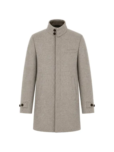 Norwegian Wool herringbone-pattern car coat