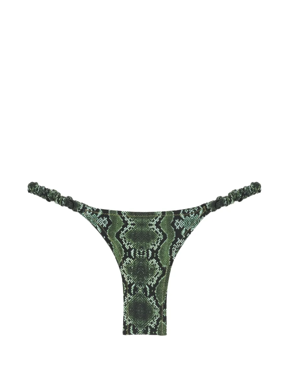 Reina Olga Scrunchie snake-print bikini bottoms - Vert