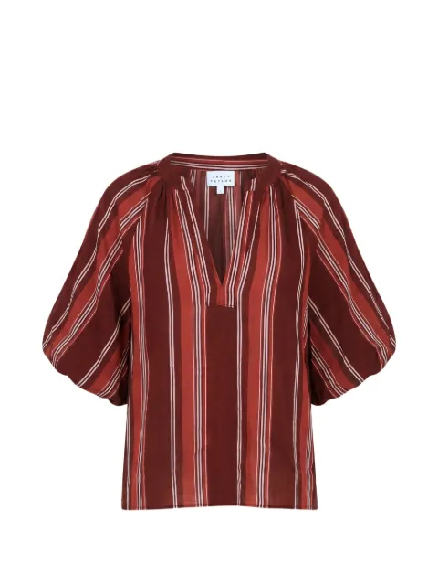 Tanya Taylor Marine striped puff-sleeve blouse