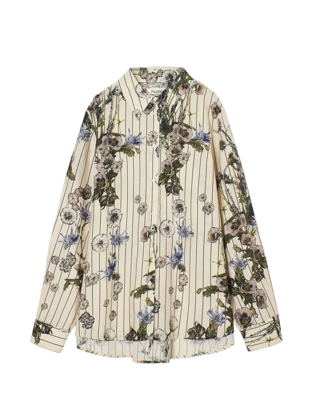 PSOPHIA Dandelion floral-print striped shirt - Nude