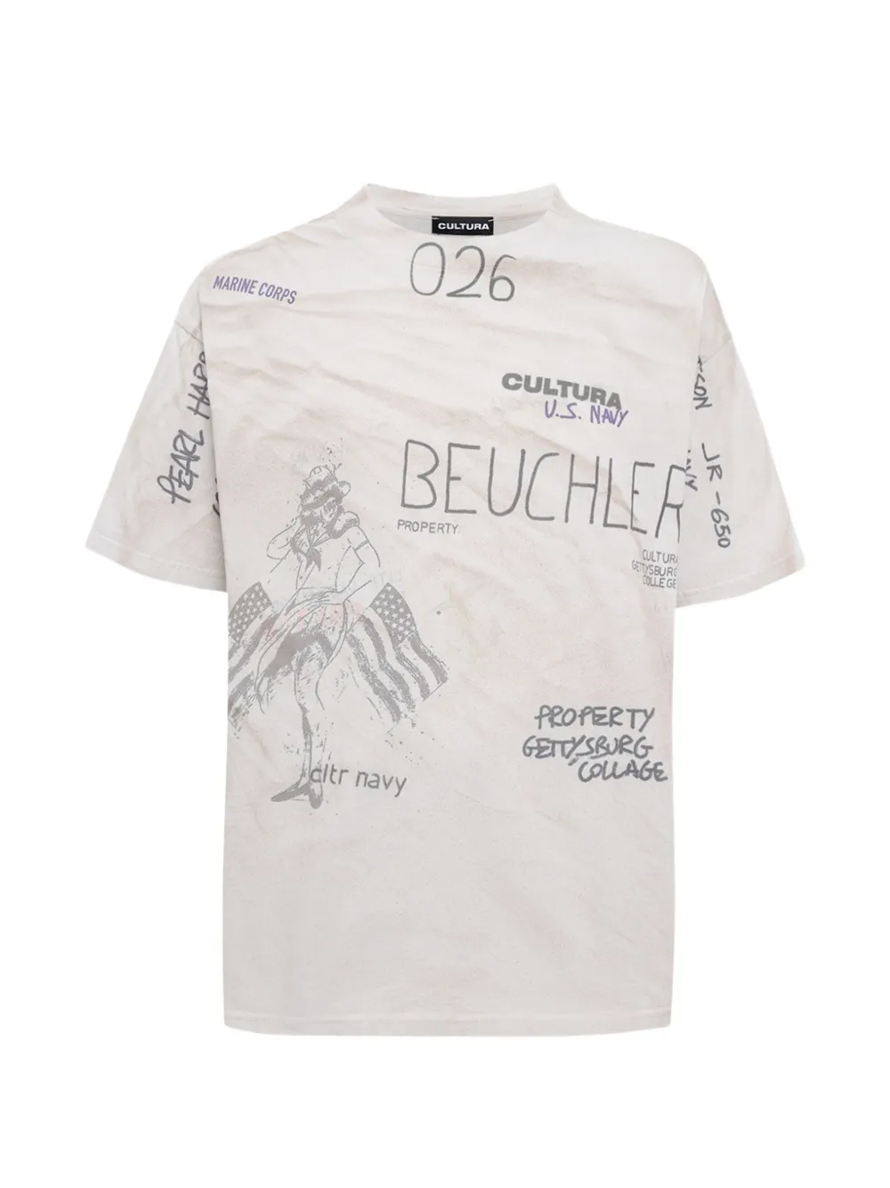 CULTURA graphic-print oversized t-shirt - Tons neutres CULTURA graphic-print oversized t-shirt - Tons neutres