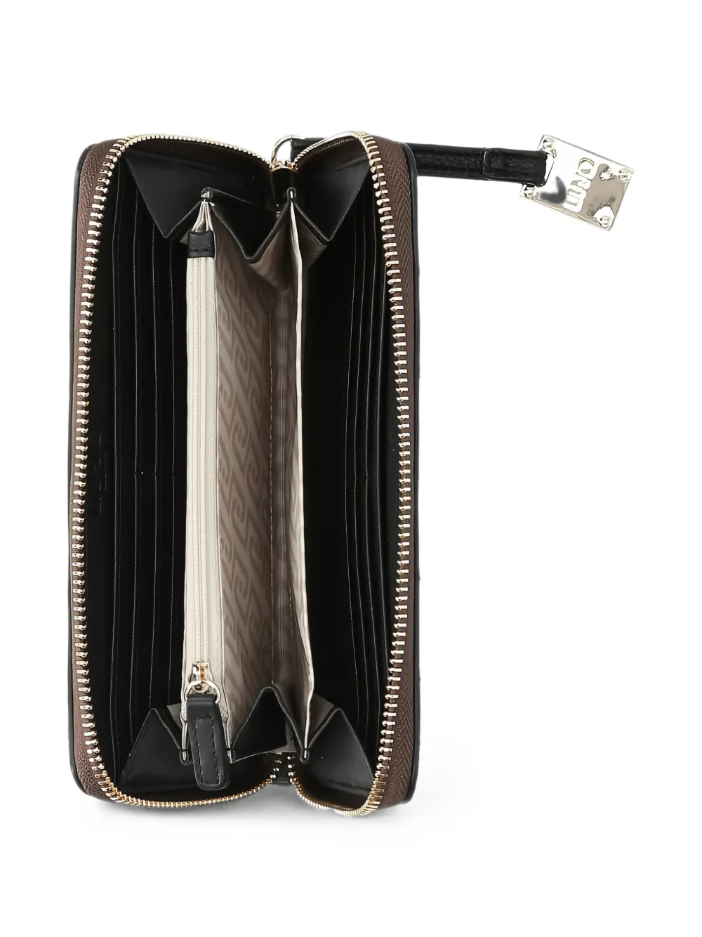 LIU JO monogram-print studded wallet Zwart