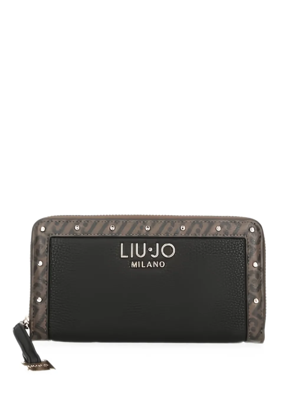 LIU JO monogram-print studded wallet - Nero