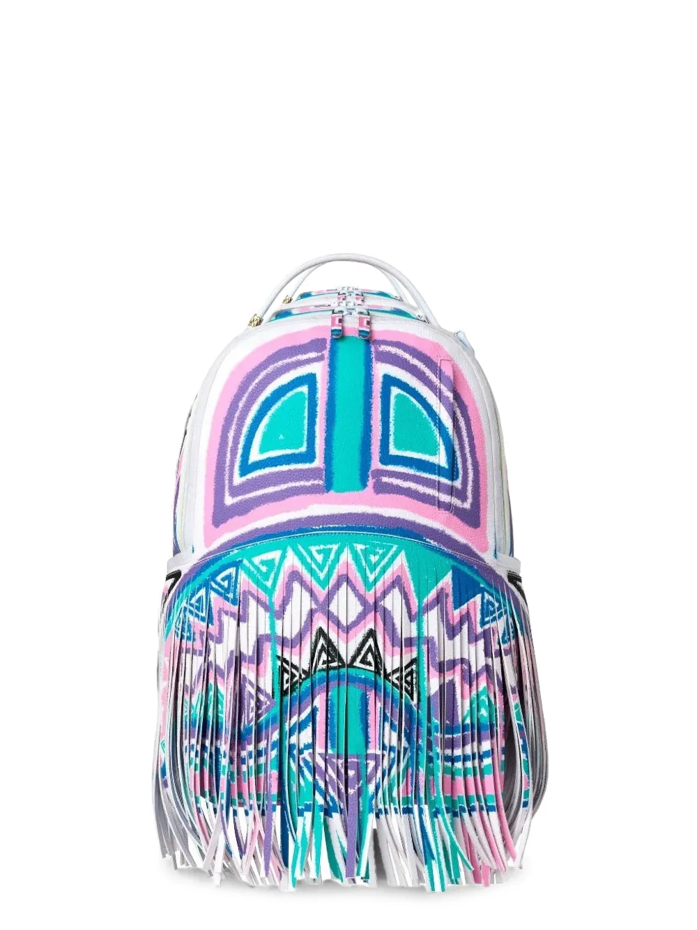 Sprayground x Sandflower A.I. African Intelligence Motivated Motion Rucksack mit Fransen - Silber