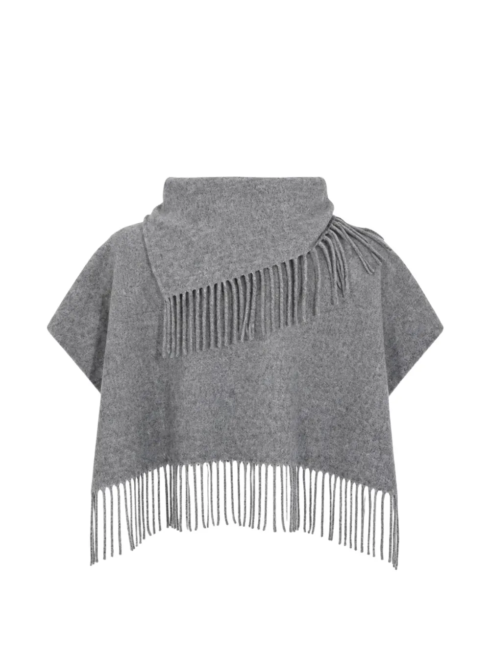 Liviana Conti Asymmetrische poncho met franjeafwerking Grijs