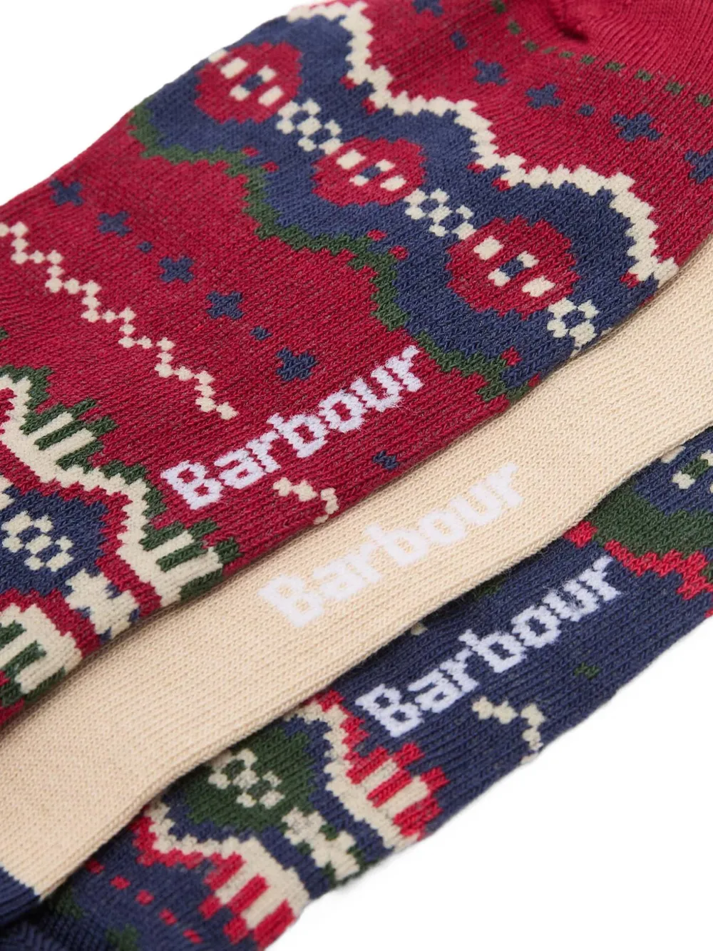 Barbour Drie paar Festive Fair Isle sokken Blauw
