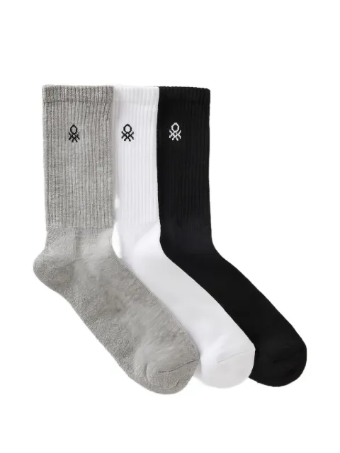 Benetton logo-embroidered ribbed socks