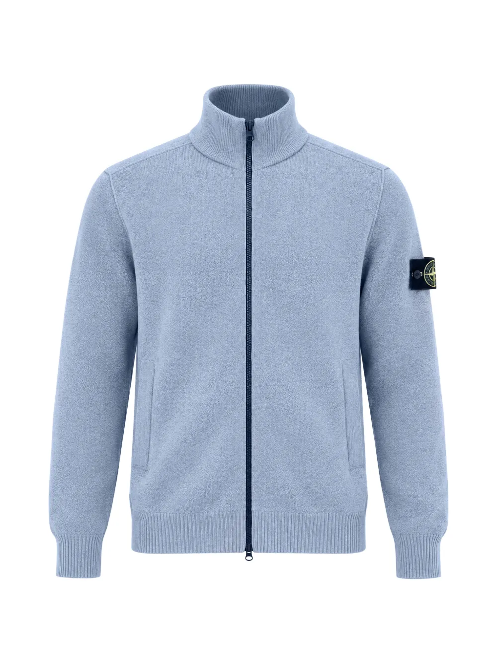 Stone Island logo-patch zip-up cardigan - Bleu Stone Island logo-patch zip-up cardigan - Bleu