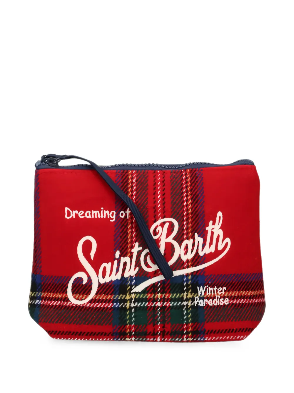 MC2 Saint Barth Clutch met geborduurd logo en tartan-ruit Rood