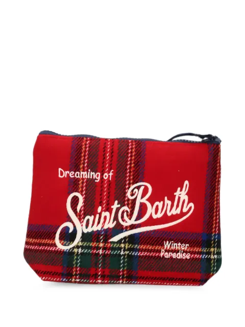 MC2 Saint Barth tartan logo-embroidered clutch bag