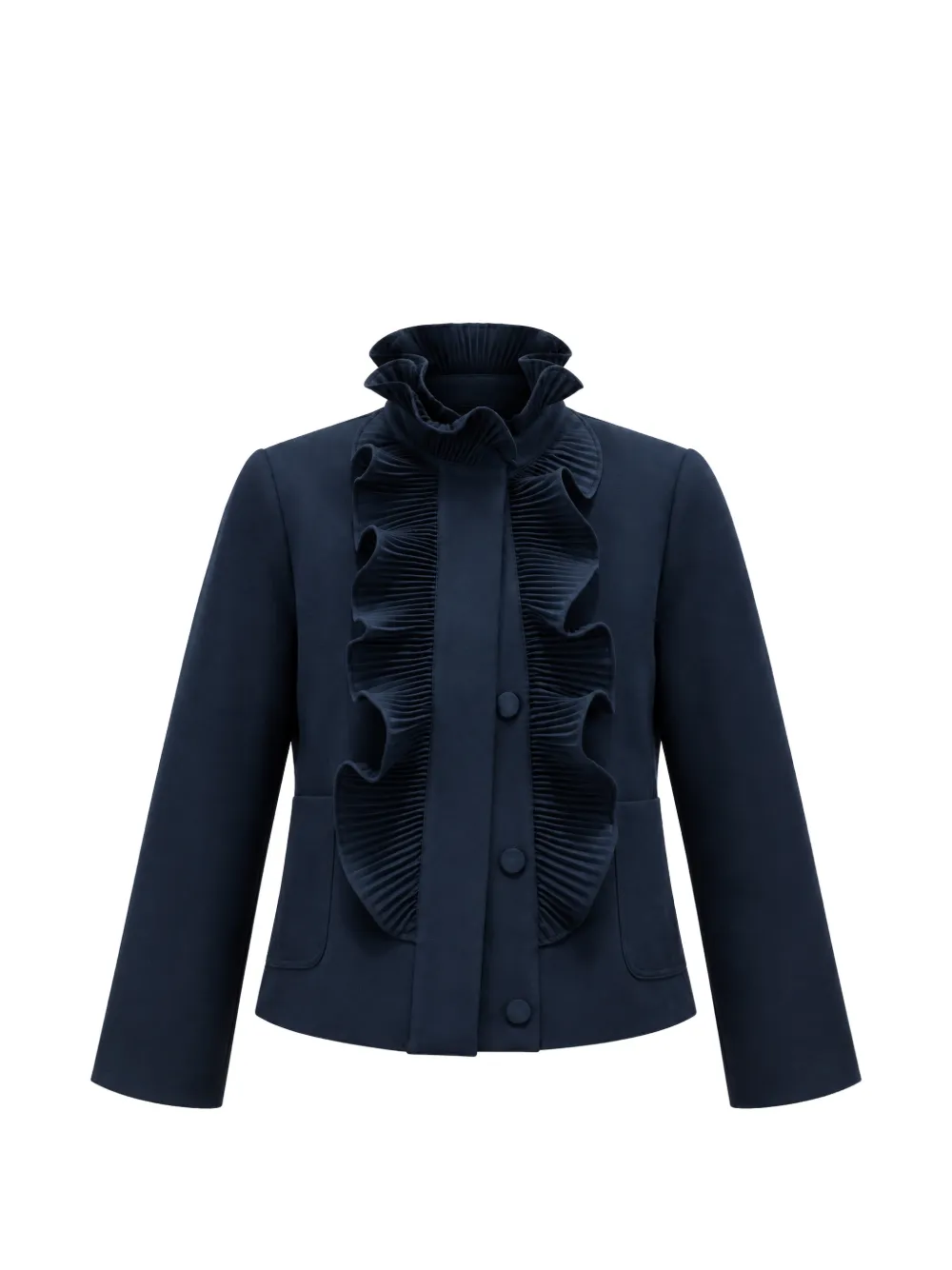 PSOPHIA ruffled-trim pleated jacket - Blu