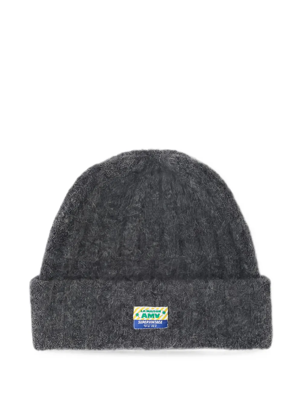 American Vintage Vitow logo-patch ribbed-knit beanie hat - Grigio